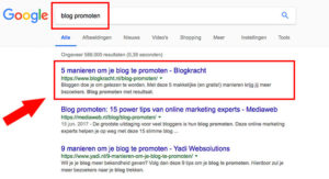 voorbeeld blog promoten via google