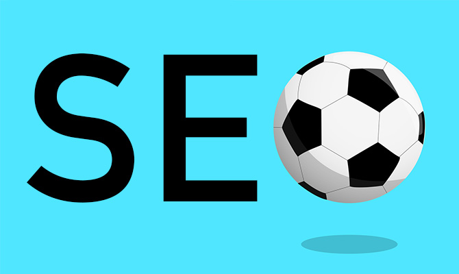 plaatje van een voetbal en de tekst SEO (waarbij de bal als een O is afgebeeld)